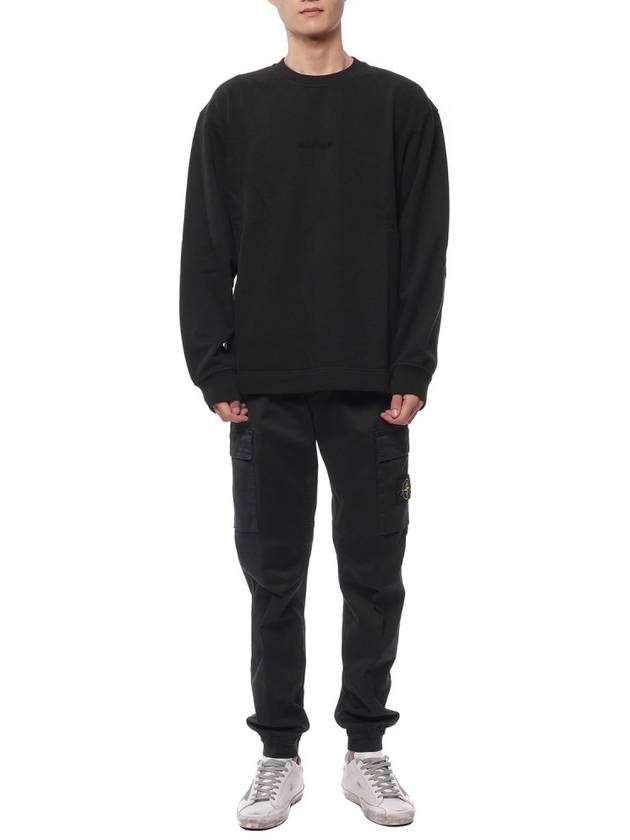 Crew Neck  Brushed Cotton Fleece Sweatshirt Black - STONE ISLAND - BALAAN 4