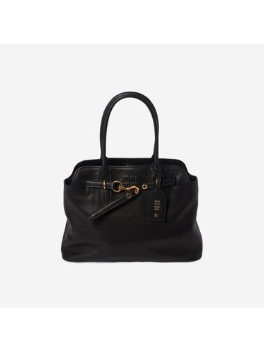 Miu Miu Abunchure Nappa Leather Bag Black - MIU MIU - BALAAN 1