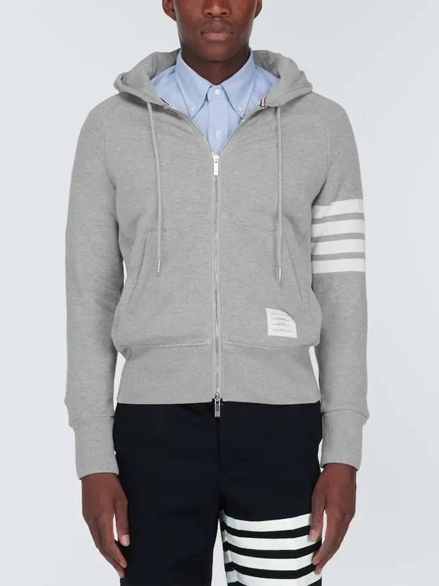 Engineered 4 Bar Diagonal Zip Up Hoodie Light Grey - THOM BROWNE - BALAAN 5