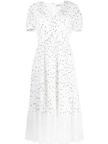 Self-Portrait Lace-Trim Polka-Dot Midi Dress - SELF PORTRAIT - BALAAN 1