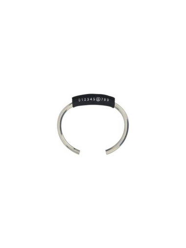 Number Engraved Leather Trim Bracelet Silver - MAISON MARGIELA - BALAAN 1