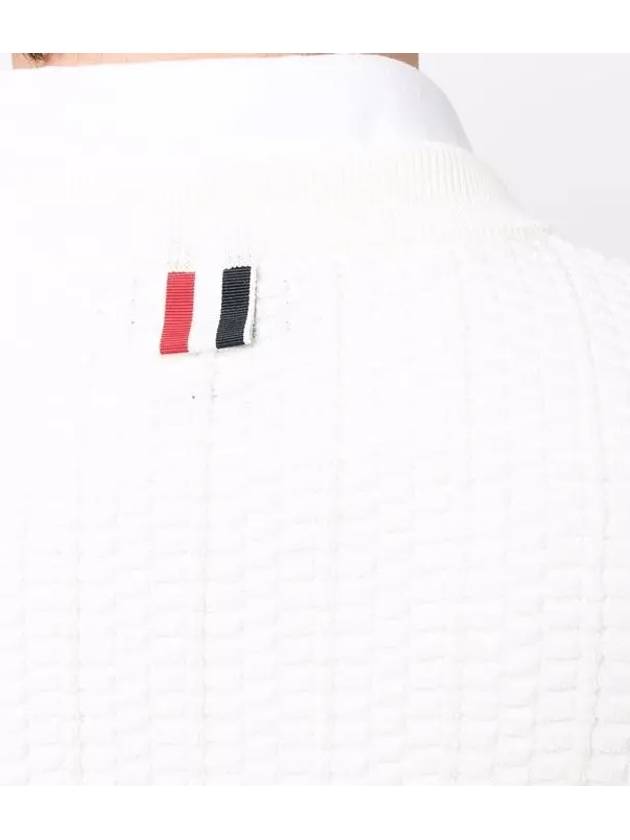 Men's Textured Crew Neck Knit Top White - THOM BROWNE - BALAAN 6