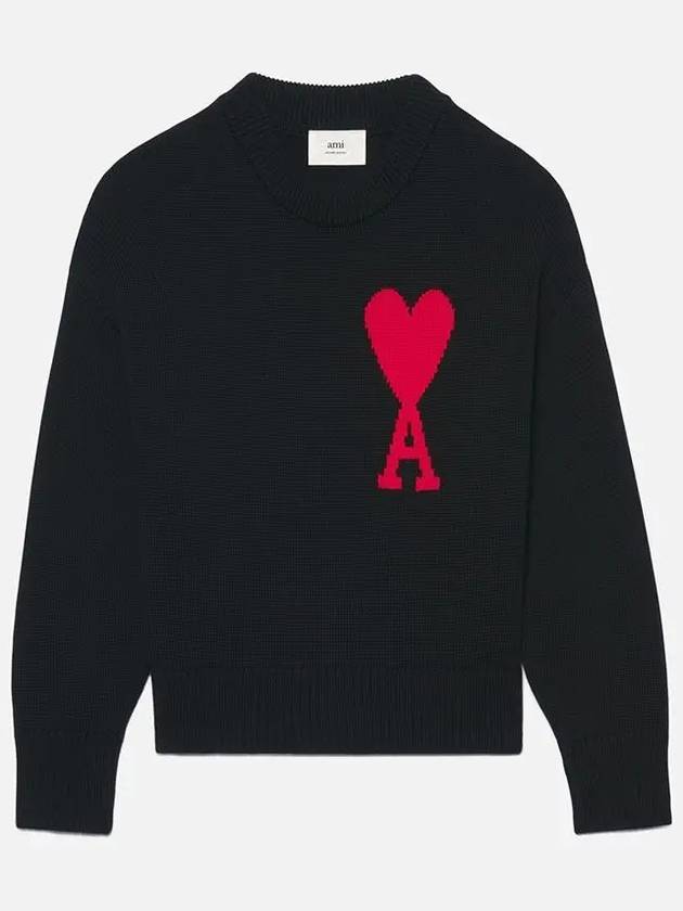 Big Heart Logo Sweatshirt Black - AMI - BALAAN 3