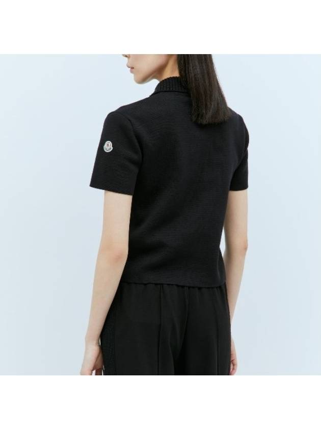 Wool Polo Shirt Black - MONCLER - BALAAN 2