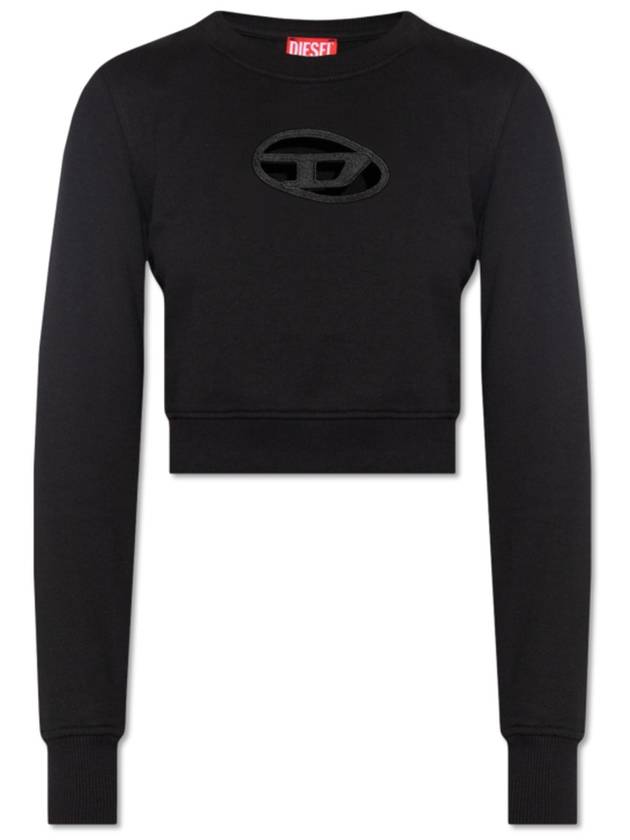 F Slimmy Cutout Logo Crop Sweatshirt Black - DIESEL - BALAAN 3