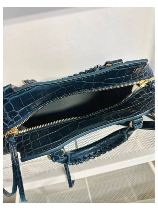 Women s Blue Neo Classic Croc Calf Leather Mini City Bag 679231 2AAAR 6526 - BALENCIAGA - BALAAN 3