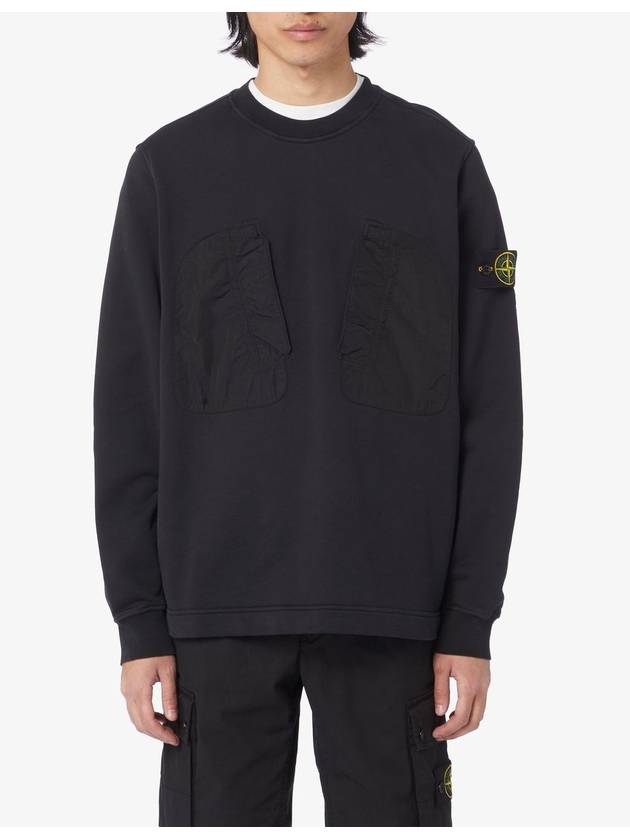 Cotton Fleece Crewneck Sweatshirt Black - STONE ISLAND - BALAAN 2