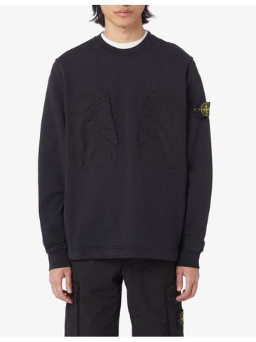 Cotton Fleece Crewneck Sweatshirt Black - STONE ISLAND - BALAAN 1