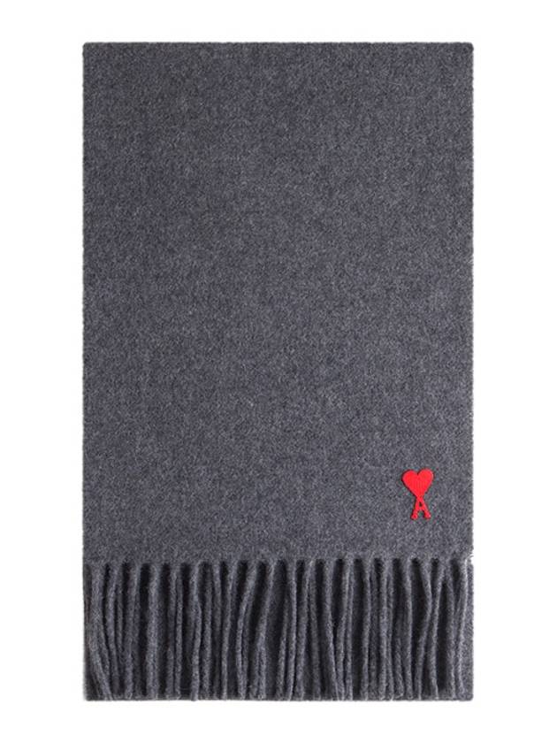 Small Heart Logo Classic Wool Scarf Dark Grey - AMI - BALAAN 2