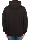 Brushed Cotton Fleece Garment Dyed Hooded Zip Up Black - STONE ISLAND - BALAAN 6