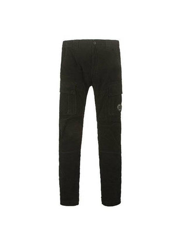 Men's Lens Wappen Corduroy Cargo Straight Pants Black - CP COMPANY - BALAAN 1