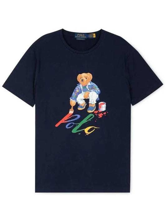 Bear Painting Cotton Short Sleeves T-Shirt Navy - POLO RALPH LAUREN - BALAAN 2