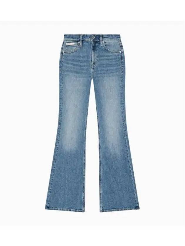 JEANS Women s High Rise Flare Fit Mid Blue Italian Denim J225052 1A4 - CALVIN KLEIN - BALAAN 1