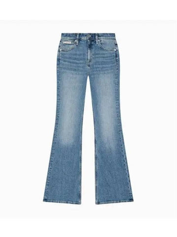 JEANS Women s High Rise Flare Fit Mid Blue Italian Denim J225052 1A4 - CALVIN KLEIN - BALAAN 1