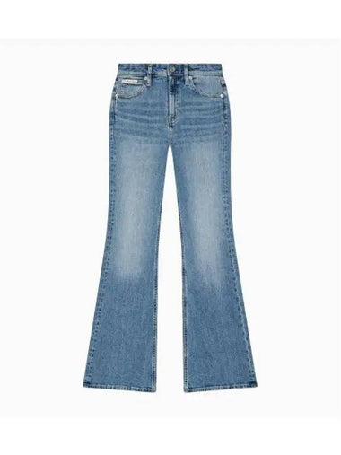 JEANS Women s High Rise Flare Fit Mid Blue Italian Denim J225052 1A4 - CALVIN KLEIN - BALAAN 1