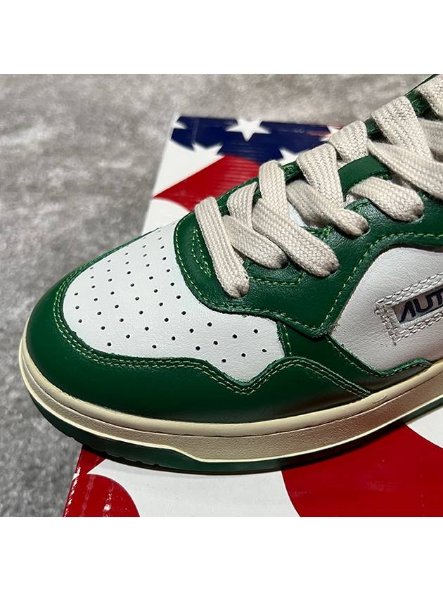 Men's Medalist Leather Low Top Sneakers Green - AUTRY - BALAAN 7