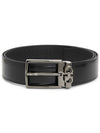 Gancini Reversible Adjustable Leather Belt Black - SALVATORE FERRAGAMO - BALAAN 3