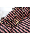 24 CC Logo Coco Beach Striped Large Backpack Black Pink - CHANEL - BALAAN 3