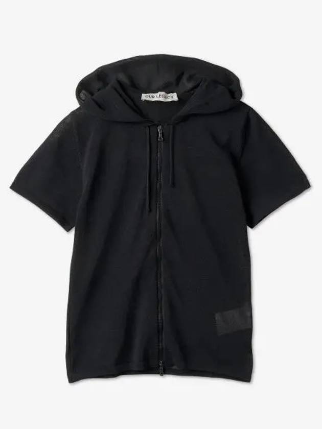 Knit Slim Shorts Sleeve Zip-Up Hoodie Black - OUR LEGACY - BALAAN 2