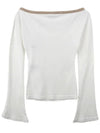 Off-Shoulder Long Sleeve T-Shirt White - COURREGES - BALAAN 3