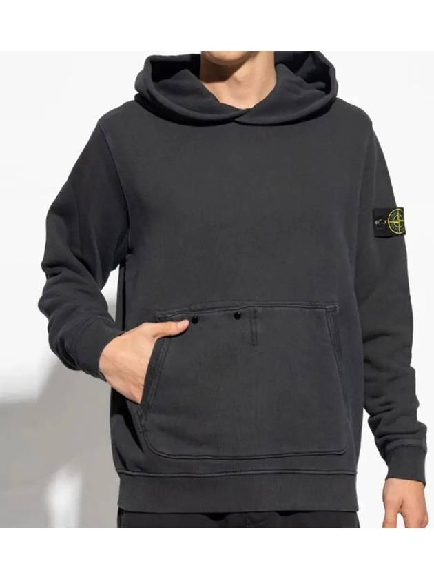 Old Effect Cotton Diagonal Fleece Hoodie Black - STONE ISLAND - BALAAN 4