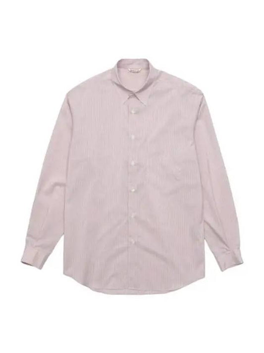 Men's Striped Pins Polyester Long Sleeve Shirt Pink - AURALEE - BALAAN 2