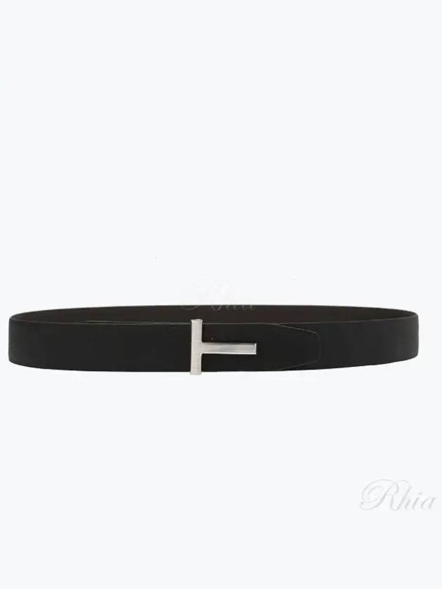 T Buckle Reversible Leather Belt Black Brown - TOM FORD - BALAAN 2