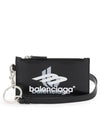 Logo Print Neck Strap Card Wallet Black - BALENCIAGA - BALAAN 3