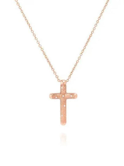 Metropolitan Diamond Cross Necklace Pink Gold - DAMIANI - BALAAN 2