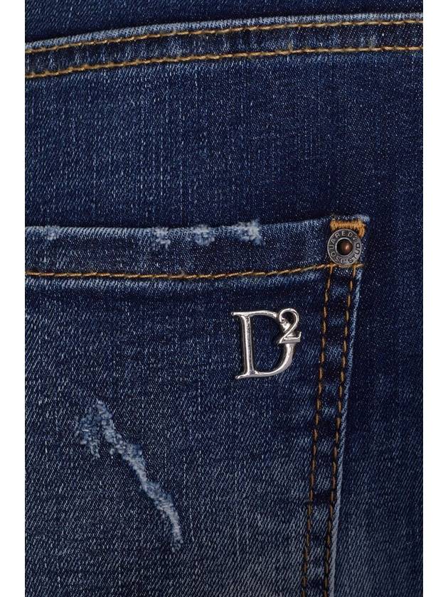 Diss Detail High Waist Cropped Twiggy Jeans Blue - DSQUARED2 - BALAAN 5