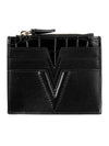 V Leather Card Wallet Black - VERSACE - BALAAN 1