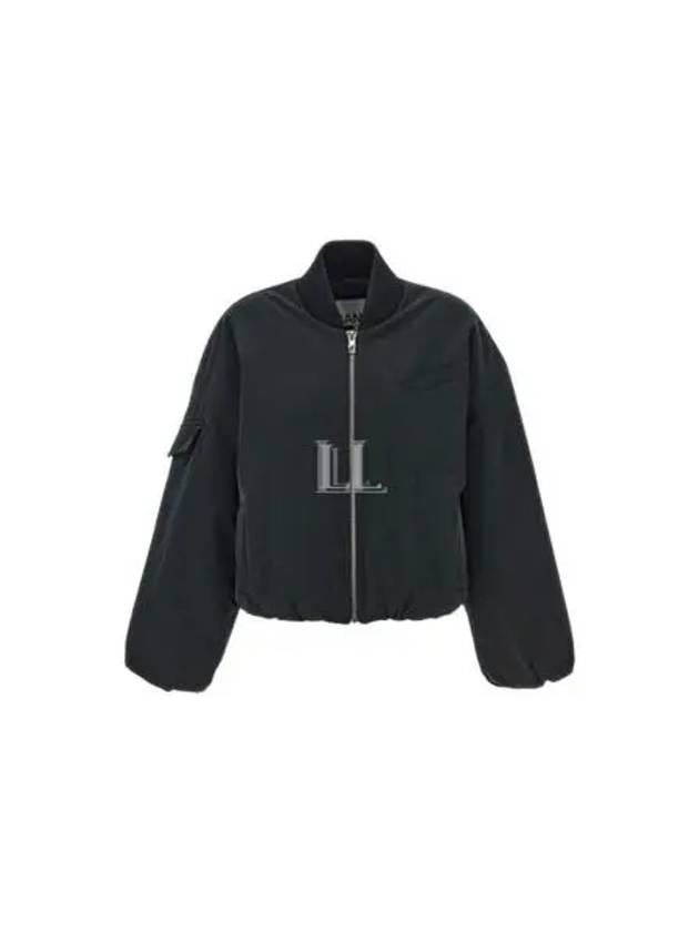 Drop Oversized Zipper Twill Bomber Jacket Black - GANNI - BALAAN 2