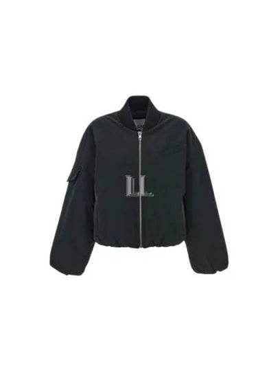 Drop Oversized Zipper Twill Bomber Jacket Black - GANNI - BALAAN 2