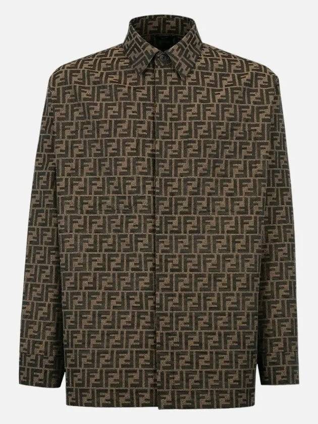 Men's FF Long Sleeve Shirt Brown - FENDI - BALAAN 2