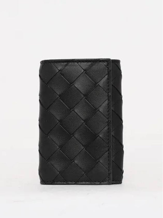 Intrecciato Zipper Leather Key Holder Black - BOTTEGA VENETA - BALAAN 2