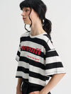 Stripe Crop Loosefit Half Sleeve T Shirt White - SORRY TOO MUCH LOVE - BALAAN 2