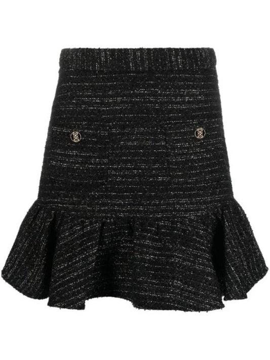 Women's Ruffle Tweed Unbalanced Skirt - SANDRO - BALAAN 1
