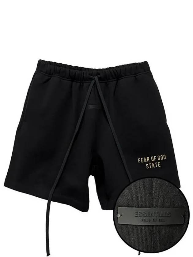 Essential Logo Fleece Soccer Shorts Black 160BT242000F 270562 1147181 - FEAR OF GOD - BALAAN 1