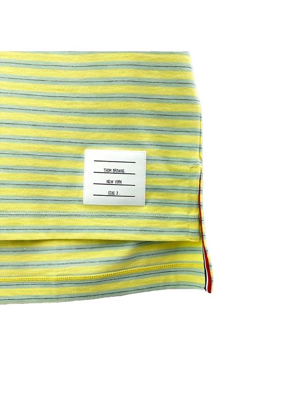 Striped Jersey Pocket Short Sleeve T-Shirt Green Yellow - THOM BROWNE - BALAAN 5