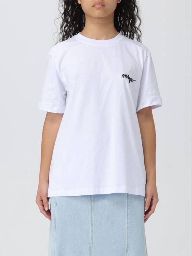 Embroidery Logo Crew Neck Short Sleeve T-Shirt White - MSGM - BALAAN 2