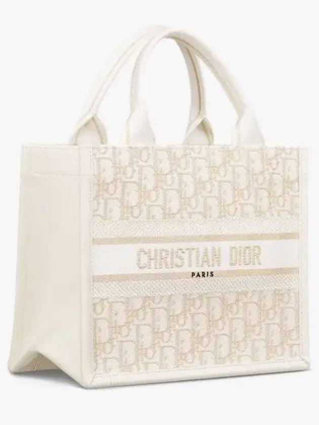 Small Oblique Embroidery Book Tote Bag Latte - DIOR - BALAAN 3