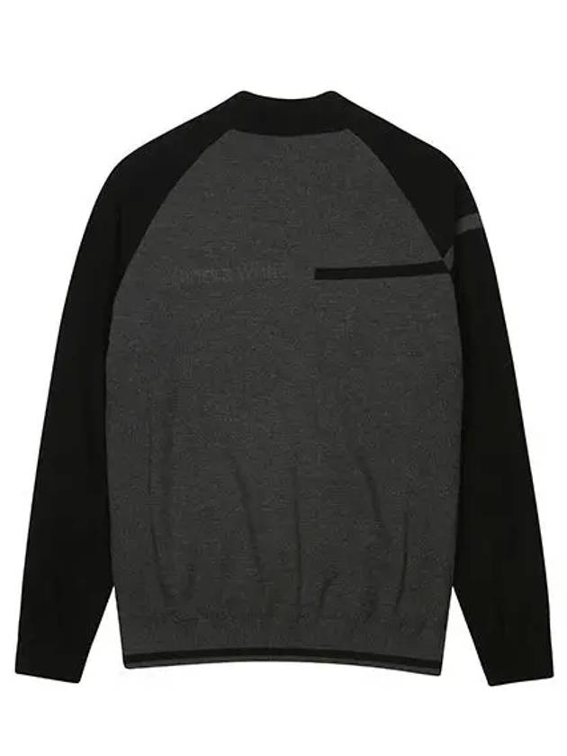 Men s Naglan color matching sleeve point half zip up knit 2302GXKR GREY - BLACK&WHITE - BALAAN 2