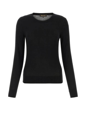 Neo Fiuma Crew Neck Cashmere Knit Top Black - LORO PIANA - BALAAN 1