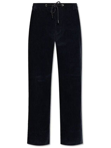 Corduroy jogging straight pants navy blue - MONCLER - BALAAN 1