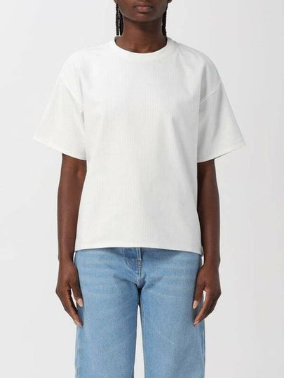 Double Layer Cotton Check Short Sleeve T-Shirt White - BOTTEGA VENETA - BALAAN 2