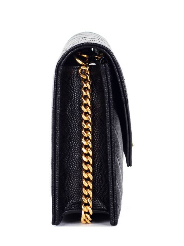 Cassandre Matelasse Envelope Chain Cross Bag In Grain De Poudre Embossed Leather Black - SAINT LAURENT - BALAAN 4