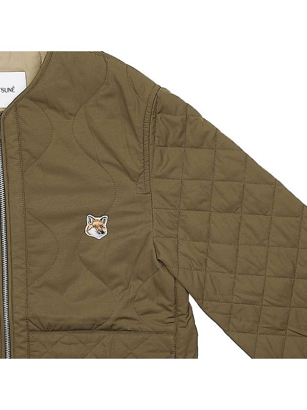 Maison Kitsune Fox Head Patch Quilted Jacket LW02110WQ4016 KHAKI - MAISON KITSUNE - BALAAN 4