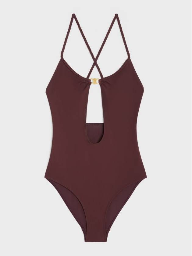 Triomphe Matte Jersey One-Piece Swimsuit Prune - CELINE - BALAAN 2