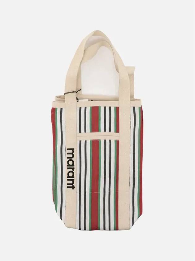 Darwen Striped Small Nylon Tote Bag Red - ISABEL MARANT - BALAAN 3