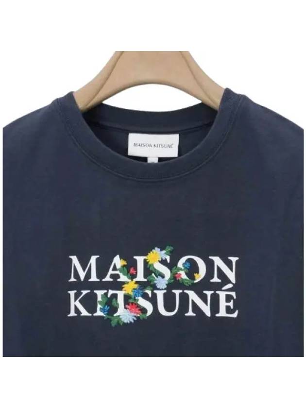 Flower Logo Print Short Sleeve T-Shirt Blue - MAISON KITSUNE - BALAAN 2